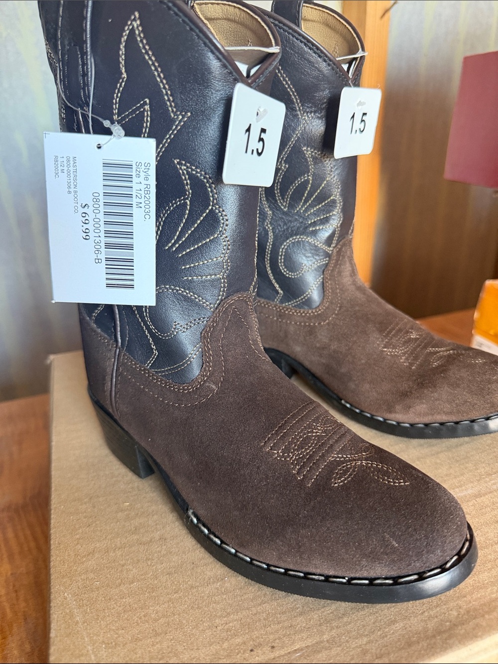 Men's Brown Suede Western Boots - Brand